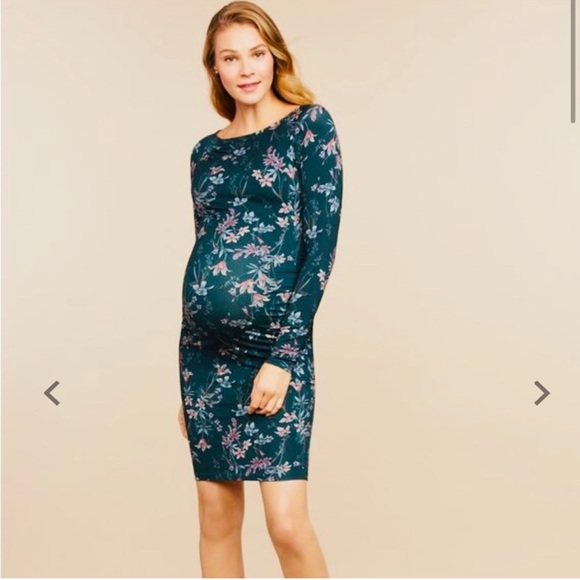 Jessica Simpson Forest Green Floral Maternity Dress - Picture 5 of 5